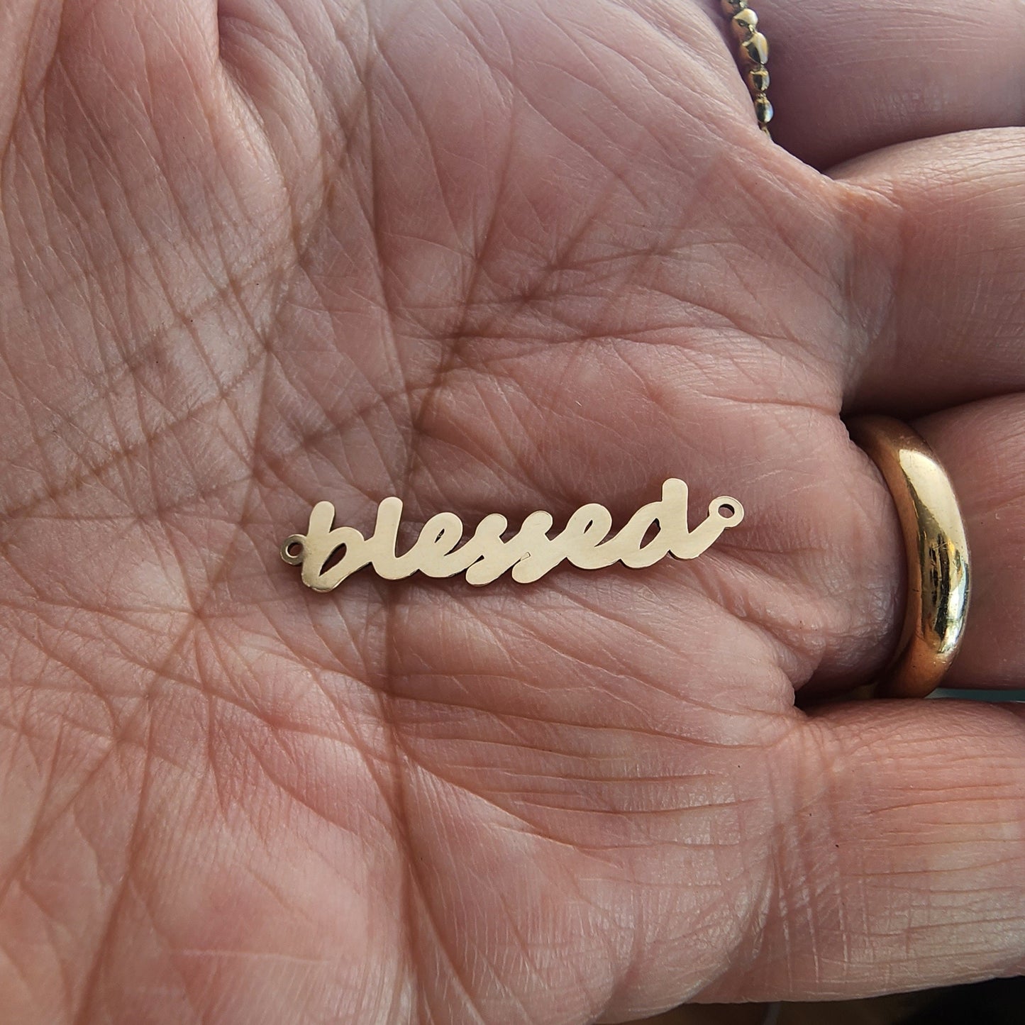 Gold Filled Blessed Connector - Sterling Silver or 14k Gold Supplies for Permanent Jewelry Word Charm