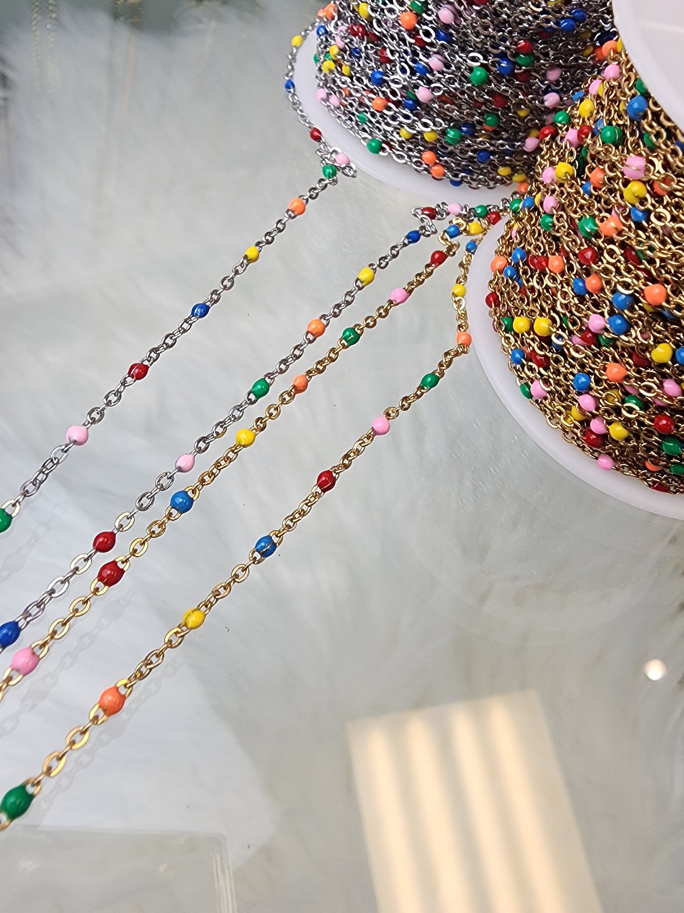 Rainbow Color Enamel Chain | multicolor bulk chain | chain for permane ...