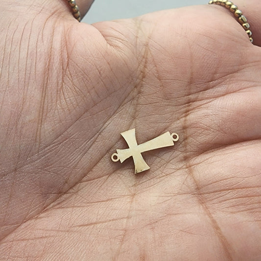 gold filled cross  connector - sterling silver or solid gold- permanent jewelry word connectors- charm, pendant, pawprint 10 mm tall