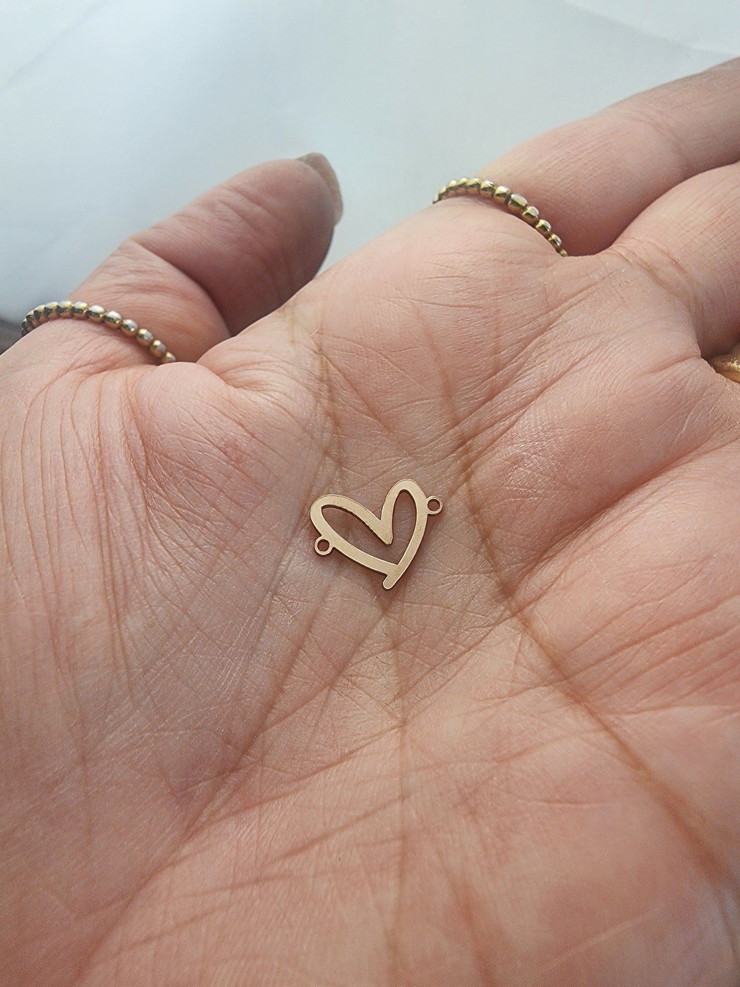 gold filled heart connector - sterling silver or solid gold- permanent jewelry word connectors- charm, pendant, pawprint 10 mm tal