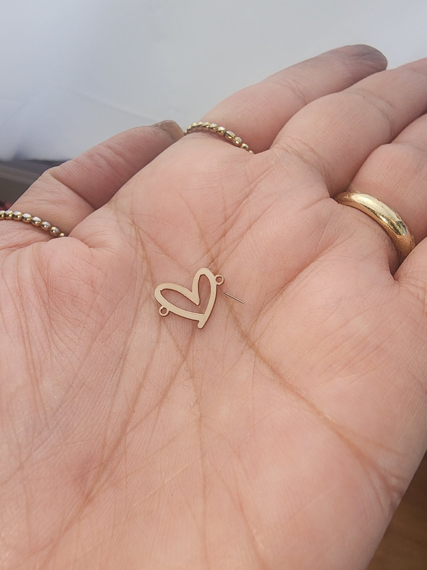 gold filled heart connector - sterling silver or solid gold- permanent jewelry word connectors- charm, pendant, pawprint 10 mm tal