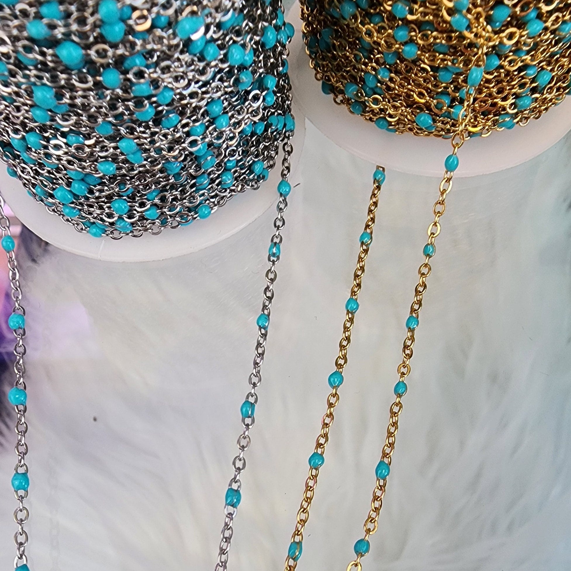 Light Blue or Aqua Enamel Chain multicolor bulk chain chain for perman ...