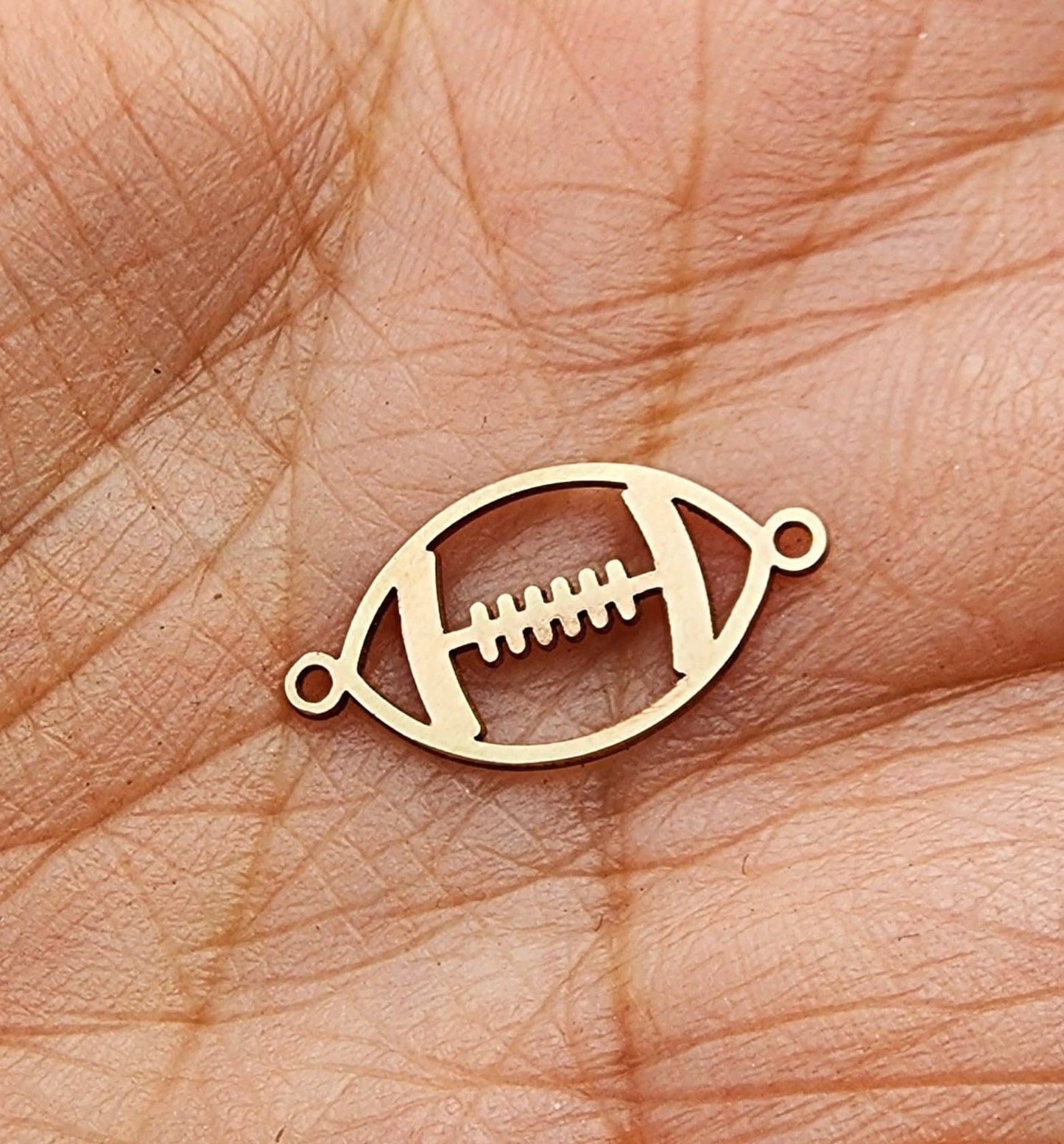 gold filled football connector - permanent jewelry word connectors- sports connectors charms - tres carmela