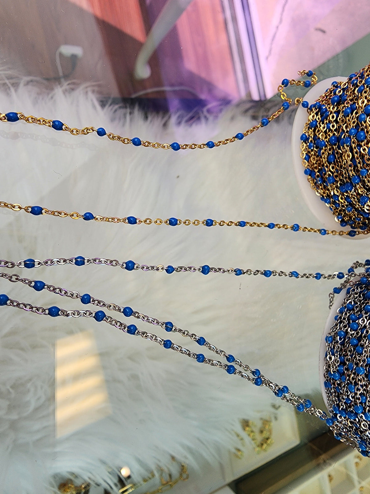Blue String Chain Dark Blue Enamel Chain multicolor bulk chain chain for permanent jewel ...