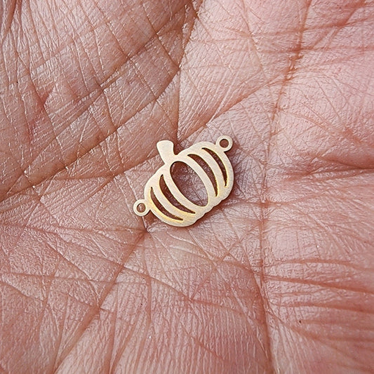 gold filled pumpkin connector - sterling silver or solid gold- permanent jewelry connectors- charm, pendant, 10 mm tal Halloween fall